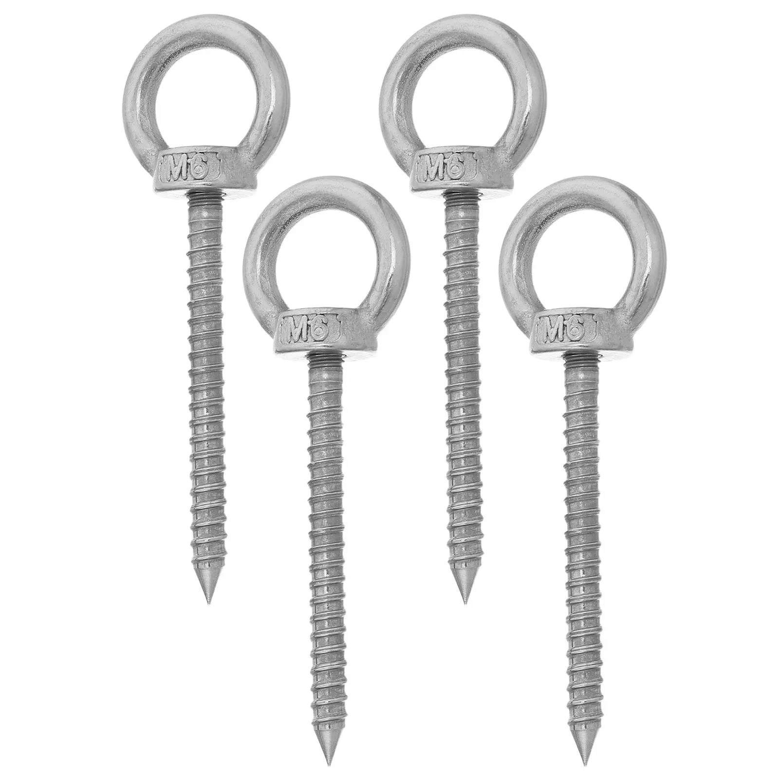 4pcs Stainless Steel Eye Bolt Screws M6x60mm Heavy-Duty Self-Tapping Hooks for Ceiling, Swings, Hammocks, Wall