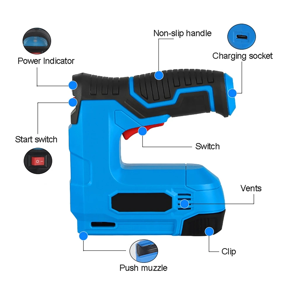 Imagem -03 - Pistola de Pregos Elétrica sem Fio Pistola Grampo com Bateria de Lítio 1500mah Usb Recarregável Móveis Madeira Moldura Ferramenta Diy