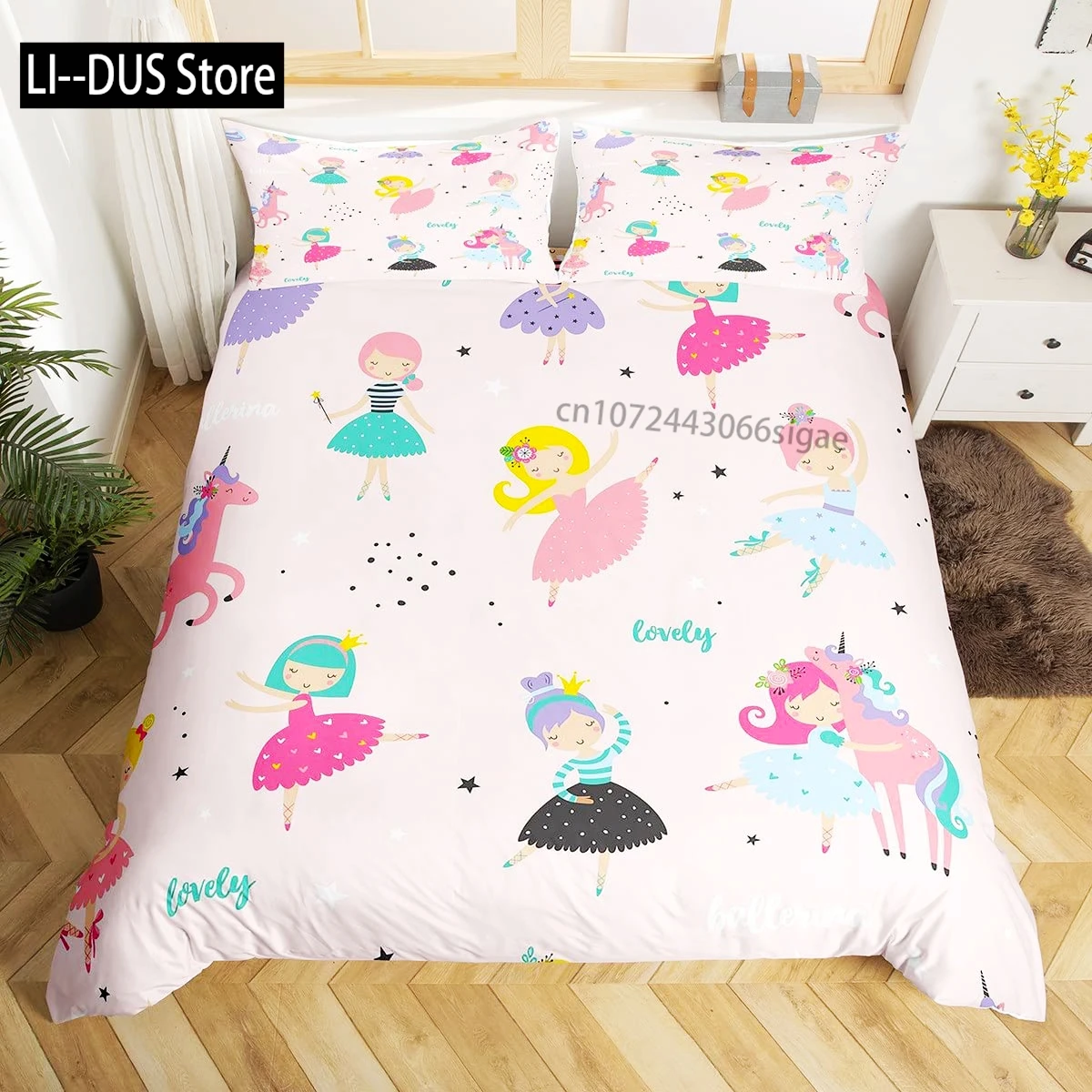

Dancing Girl Cartoon Ballet Duvet Cover Bedding Set Princess Style Nordic Print Duvet Cover For Girl Birthday Gifts Room Decor