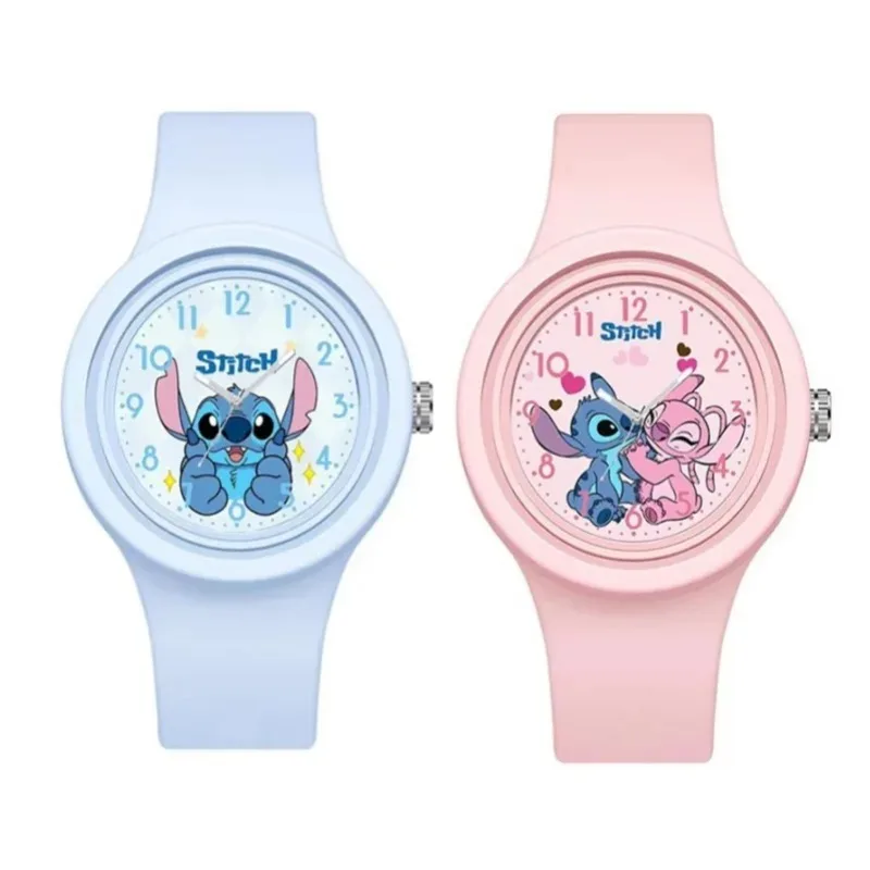 Relojes Infantiles de Silicona con Diseño de Stitch para Niñas, Reloj de Cuarzo Redondo para Niños, Reloj para Estudiantes, Regalo, Juguetes para Niños