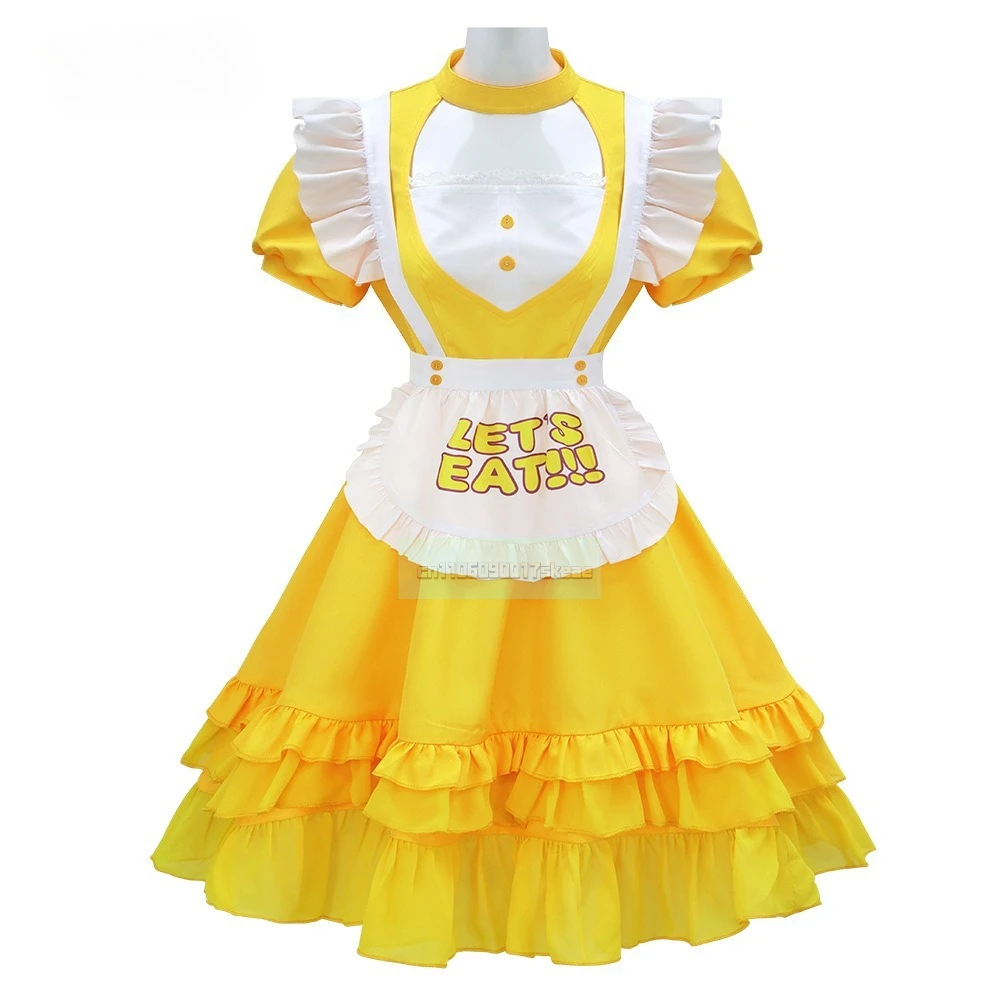 

Game Chica the Chicken Cosplay Yellow Costume Cute Maid Lolita Dress Suit For Women Halloween Carnival Party Waitress Outfits