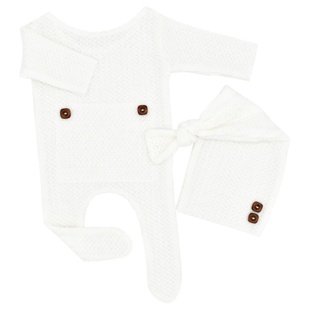 1 مجموعة رائعتين الوليد بذلة الطفل محبوك الملابس لينة تنفس ملابس الرضع صور الدعائم أنيق الطفل النمذجة الملابس #4