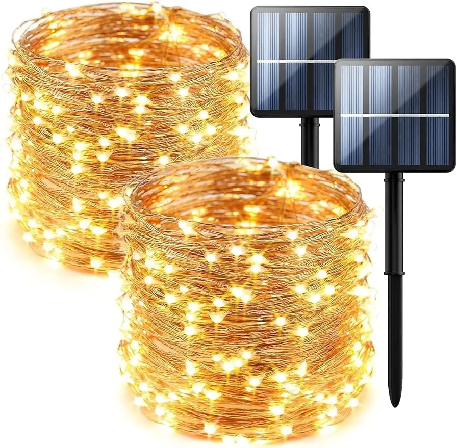 

2-Pack 200 LED Solar Fairy Lights Outdoor, Upgraded Oversize Lamp Beads & Super Bright Solar String Lights Outoor, 8 Modes Solar