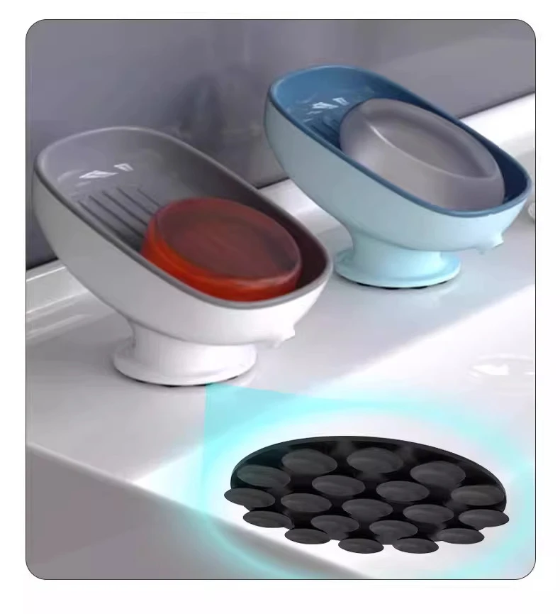Selbstentleerender Seifenhalter mit Super-Saugnapf, tragbarer Aufbewahrungsbehälter für Badezimmer, Küche, Schwammzubehör und -bedarf. – Detail 7