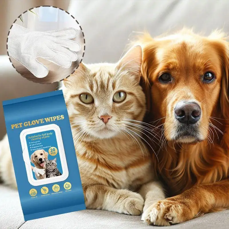 

Pet Glove Wipes 20X Cat Cleaning Wipes Brush Scrubber Washer Bathing Grooming Paw Washing For Hands Cleaner Easy Grip Massaging