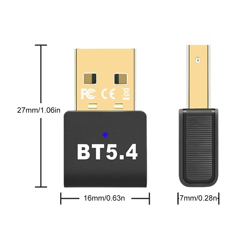 Transmissor Adaptador USB Bluetooth 5.4, Dongle Bluetooth Áudio, Adaptador USB sem fio para alto-falante do fone de ouvido do mouse do teclado