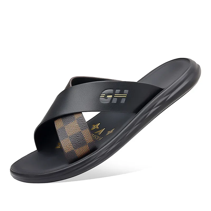 

New Quality Leather Non-Slip Slippers Male Beach Sandals Comfortable Summer Shoes Man Slippers Classics Men Flip Flops