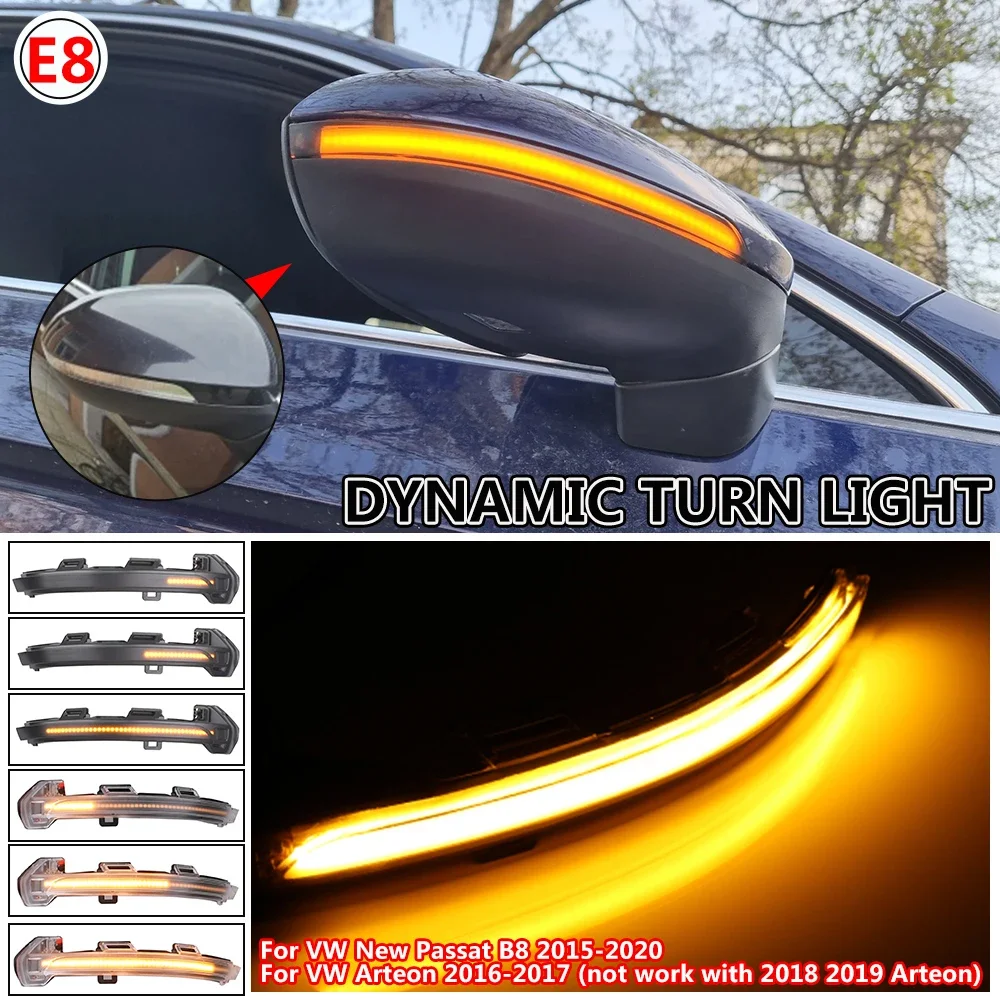 

LED Side Mirror Light For VW Volkswagen Passat B8 2015-2020, VW Arteon 2016-2020, VW Golf MK8 20-24 W/ Dynamic Turn Signal Lamp