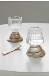 Ahunderjiaz-French Natural Conch Shell Wine Glass, Heat Resistant Glass, Handmade Decorative Ornament, Home Drinking Set