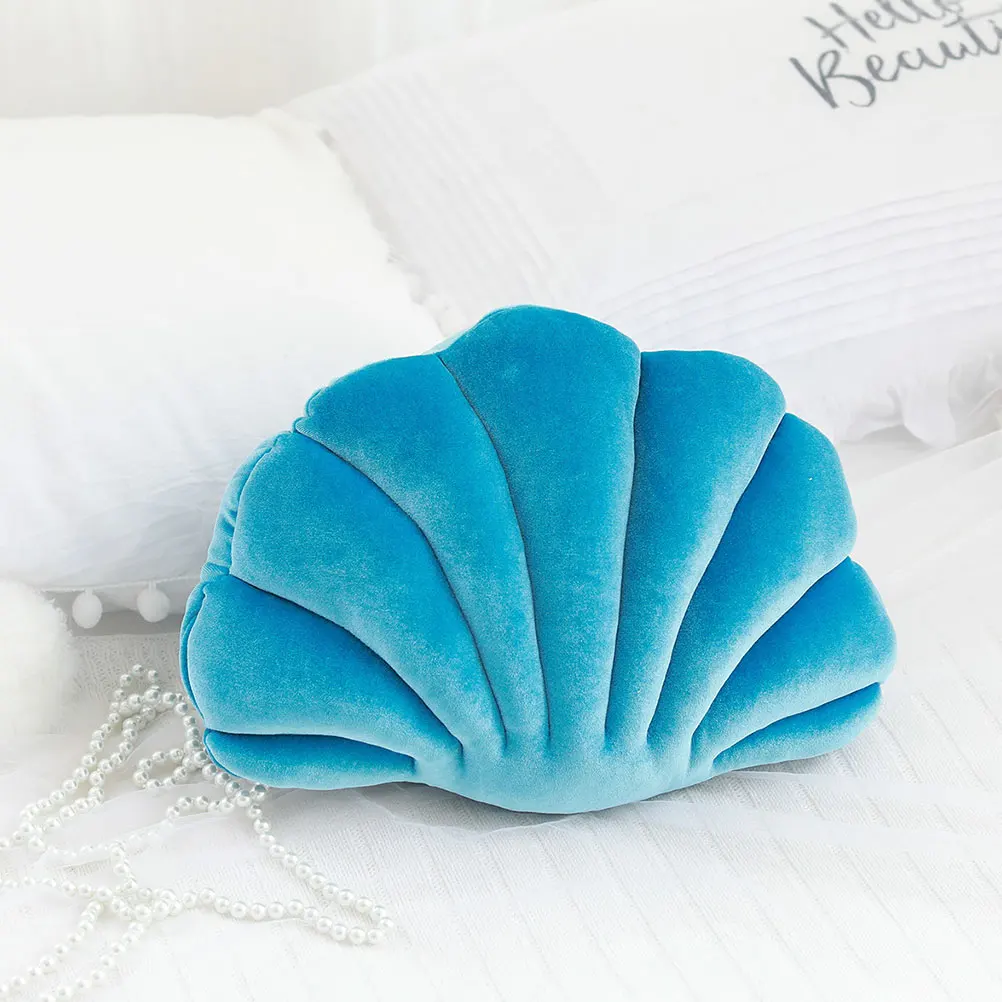 

Shell Pillow Velvet Seashell Shaped Throw Dropshipping Blue Decorative Bed Pillows
