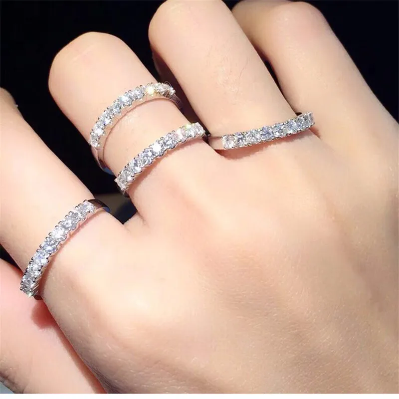 CC Wedding Rings For Women White Gold Plated Cubic Zirconia Simple Engagement Fine Jewelry Accessories CC3119