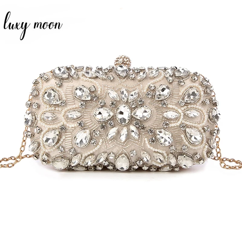 Wedding Clutch Women\'s Clutch Bag Party Purse and Handbag Pearl Clutch Luxury Handbags Women Bags Designer Apricot Wallet bolsa