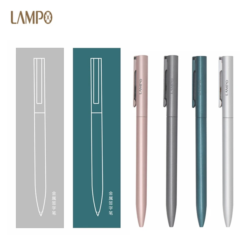 Lampo Metal Gel Pen Rollerball Pens Rotating Ballpoint Caneta ручки Stylo 0.5MM Ink for Office School Stationery Supplies