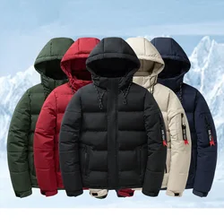 Parkas gruesas y cálidas para hombre, abrigo informal a prueba de viento, chaqueta desmontable con capucha, prendas de vestir, color negro, invierno, 2022