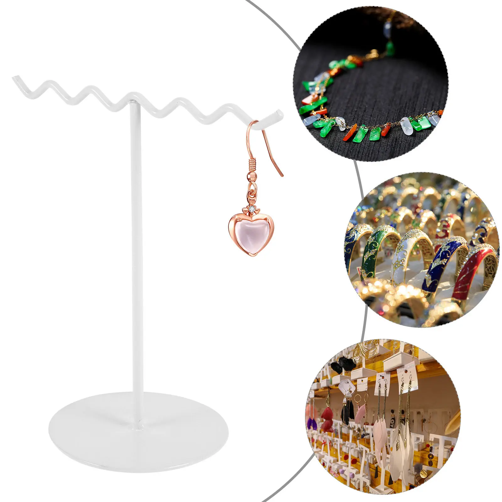 Iron Jewelry Rack Desktop Display Stand for Earrings Necklaces Bracelets Pendant Organizer Rotatable Metal Jewelry Display Stand