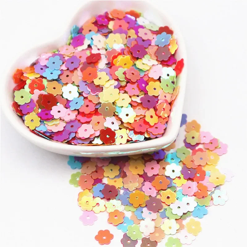 6mm Flower Sequins PVC Flat Plum Blossom Shape Loose Nail Art Sequins Paillettes Sewing Craft DIY Scrapbooking 10g