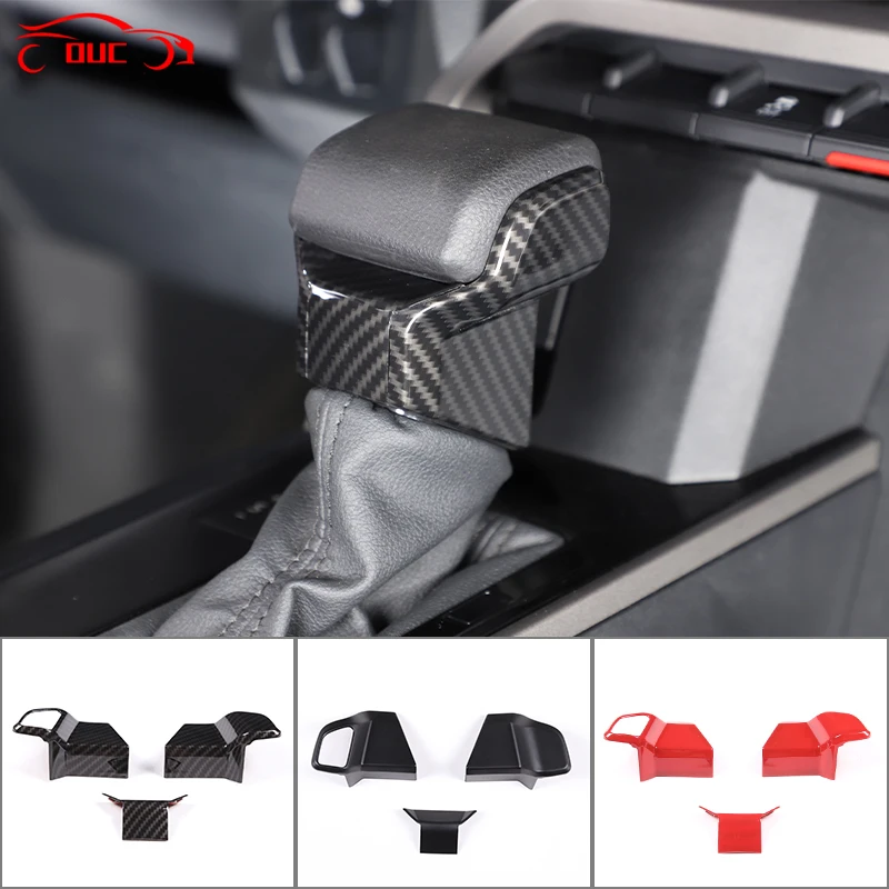 Car Styling Shift Lever Cover Gear Shift Knob Head Trim Carbon Fiber Sticker For Toyota Tundra Sequoia 2022-2023 Car Accessories