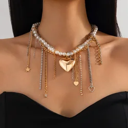 Tassel Necklaces Woman Trend 2024 Wholesale Personality Necklace for Girls Accessories Cold Wind Neck Jewelry Love Pearl Pendant