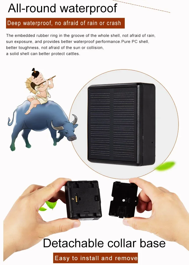 Cattle Sheep Solar GPS Tracker Real‑Time Position Route Playback Livestock Animal Husbandry Anti‑Theft Locator