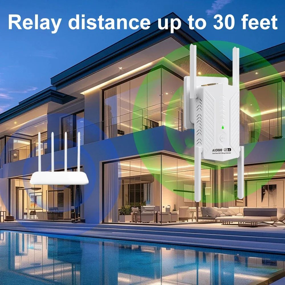 Kebidumei ax3000 wifi 6 repetidor extensor impulsionador banda dupla 2.4g/5ghz wi-fi wps amplificador de sinal roteador de rede para escritório em casa