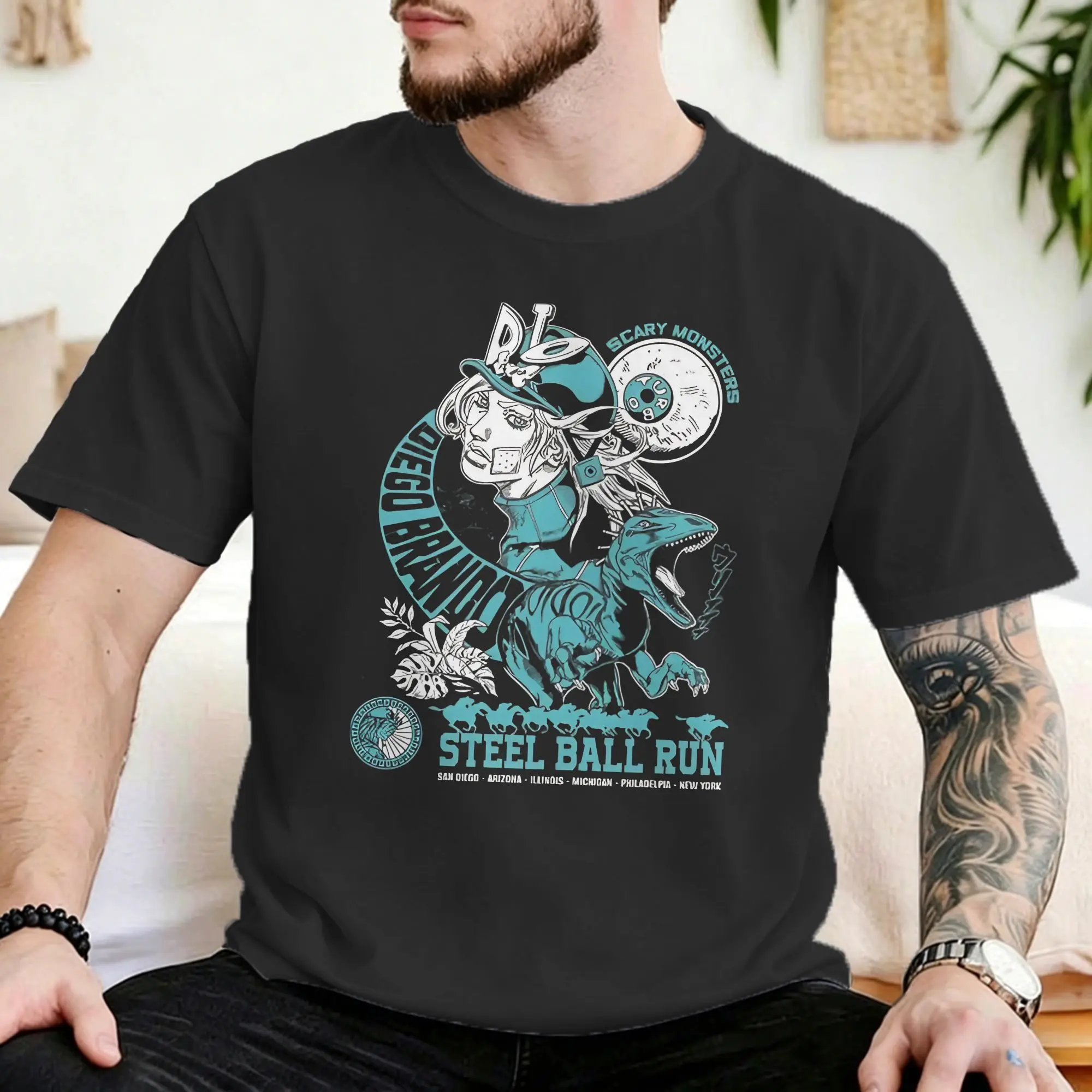 Funny Gyro Zeppeli T-Shirts Men Women's Crewneck Cotton T Shirts JoJos Anime  Short Sleeve Tee Shirt Printed Clothes