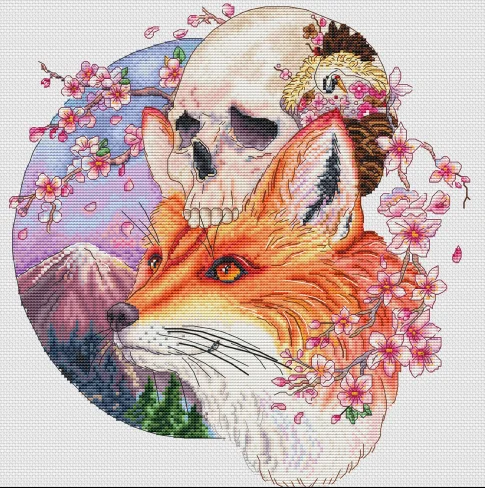 Peach Blossom Fox Demon 41-41 Cross stitch Kit 14CT 18CT 25CT Cotton Canvas Cross Stitch DIY Embroidery Threads Craft 