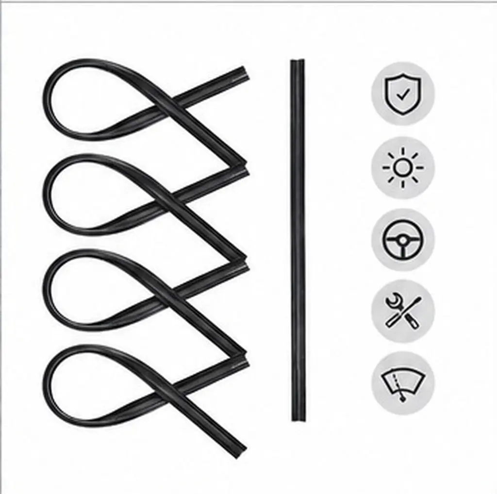 4Pcs Premium Windshield Wiper Rubber Refill Strip Replacement for Frameless Wipers All Vehicles Weatherproof Flexible Smooth