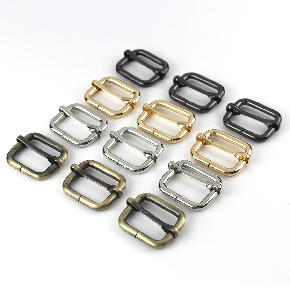 1pcs Metal Sliding Bar Buckle Tri-gildes Slider Rectangle Adjuster Buckle for Leather Craft Bag Strap Belt Shoulder Webbing