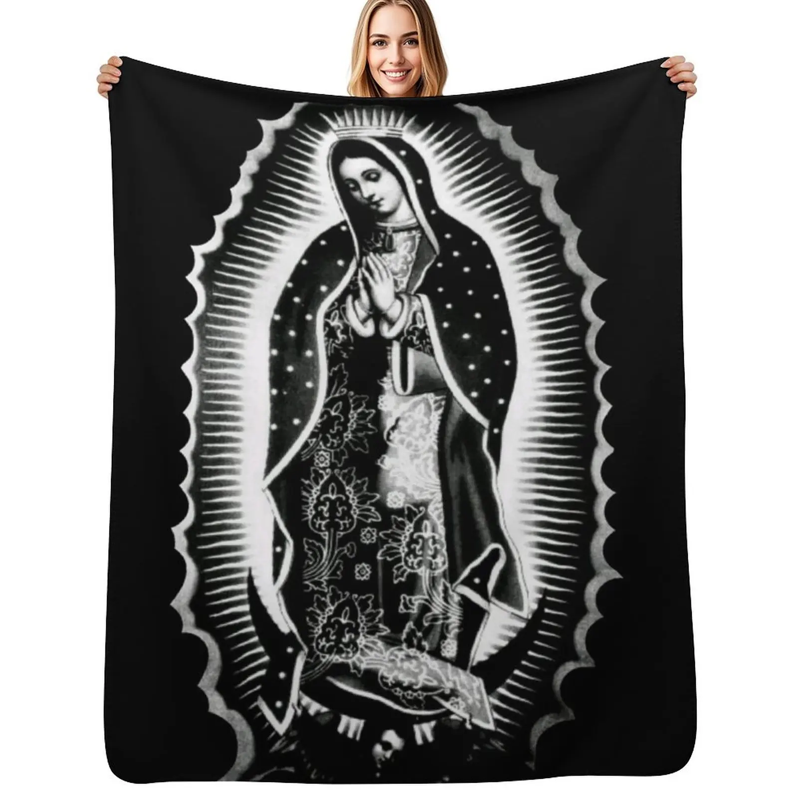 

Virgin de guadalupe Throw Blanket Luxury Designer Multi-Purpose Weighted Heavy Blankets