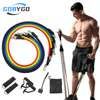 GOBYGO 11Pcs/Set Multi-functional Tensioner One-line Tensile Band Rubber Resistance Band Muscle Fitness Training Elastic Bands