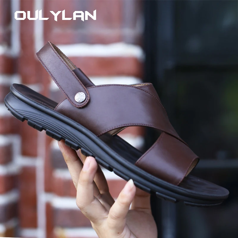 

Сандалии мужские из натуральной кожи, водонепроницаемые Нескользящие, мягкая подошва, дышащие, летняя повседневная обувь