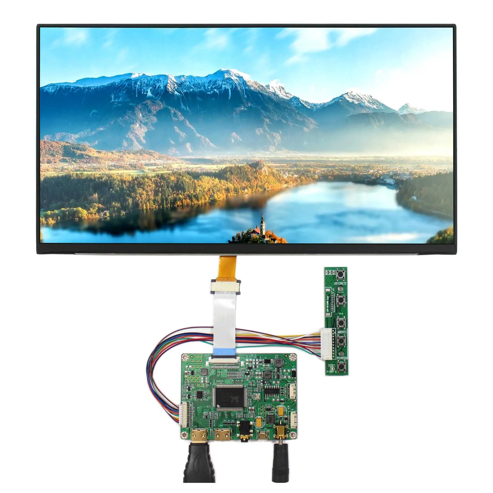 13.3inch eDP N133HCG-G52 1920X1080 IPS LCD Screen Laptop Replace LCD Brightness 500nit with 2 Mini HD-MI LCD Driver Board