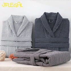 JFLEGAL Autumn and Winter Cotton Bathrobe Minimalist Plaid Men and Women Thickened 6-layer Gauze Towel Adult Absorbent Bathrobe