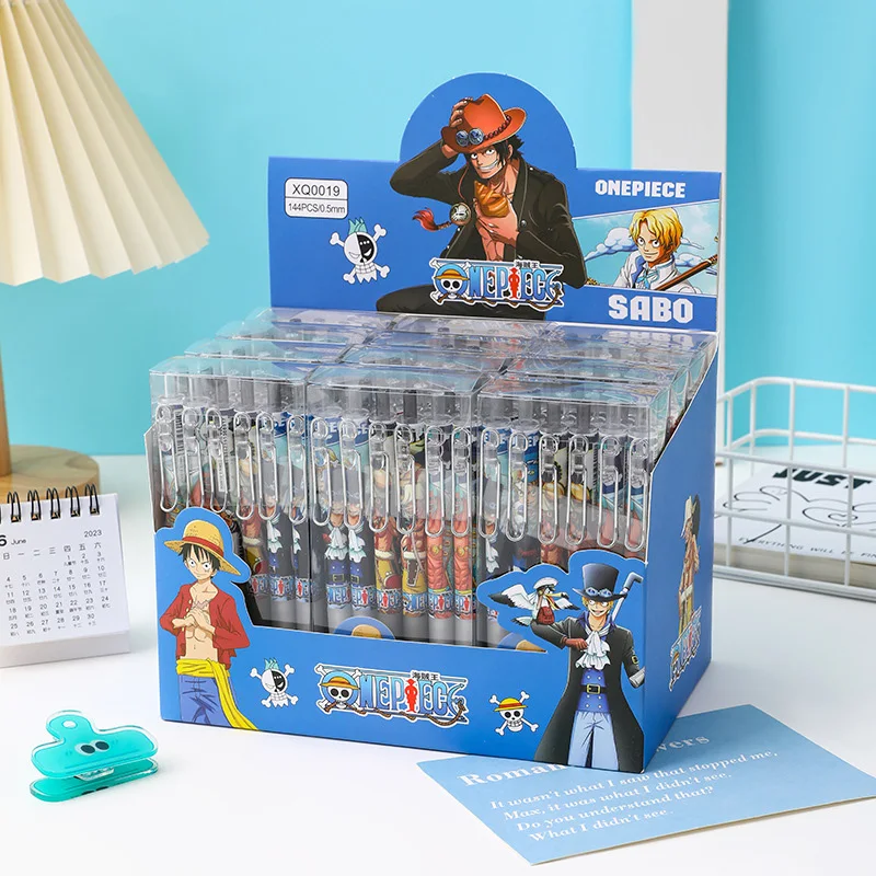 

Anime One Piece 12/24Pcs Black Ink Pen Set Cartoon Luffy Zoro 0.5mm Press Gel Signature Kawaii Stationery Gift S