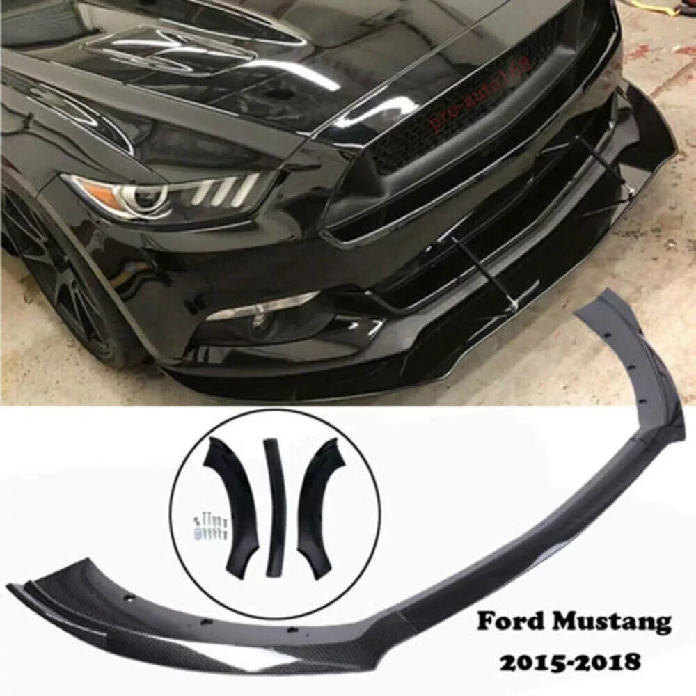 Carbole FOR 2015-18 MUSTANG GT PERFORMANCE STYLE FRONT BUMPER LIP CHIN SPOILER SPLITTER