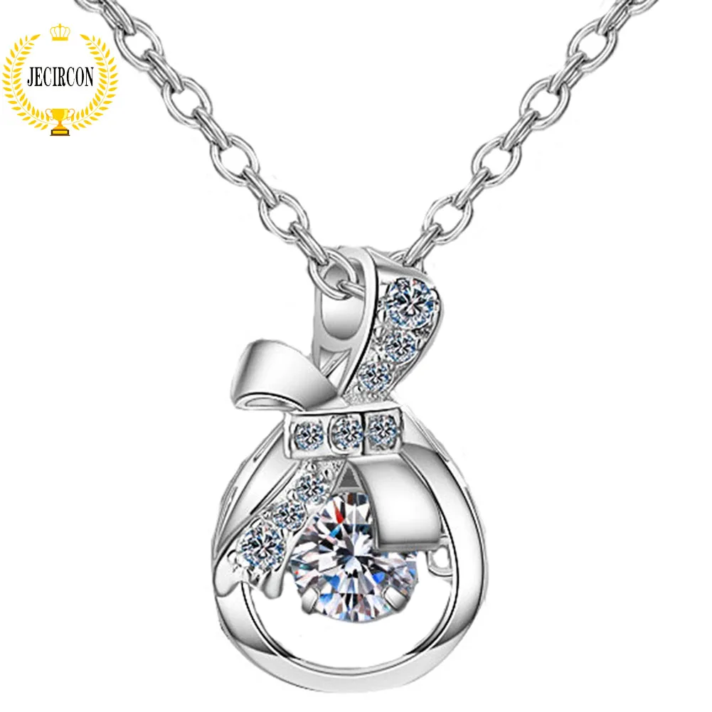 

JECIRCON 925 Sterling Silver Necklace for Women 0.3 Carat Smart Money Bag Moissanite Pendant Clavicle Chain Lucky Fine Jewelry