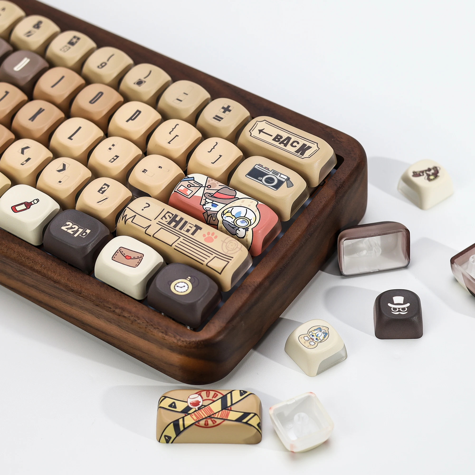 KBDiy Shine Through Keycaps ChronoWander Cute Anime PBT PC KOA Profile Alice ISO Keycap Custom For 60 Gaming Mechanical Keyboard
