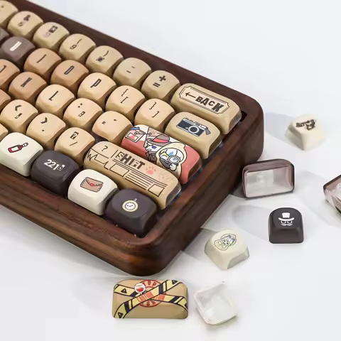 KBDiy Shine Through Keycaps ChronoWander Cute Anime PBT PC KOA Profile Alice ISO Keycap Custom For 60 Gaming Mechanical Keyboard