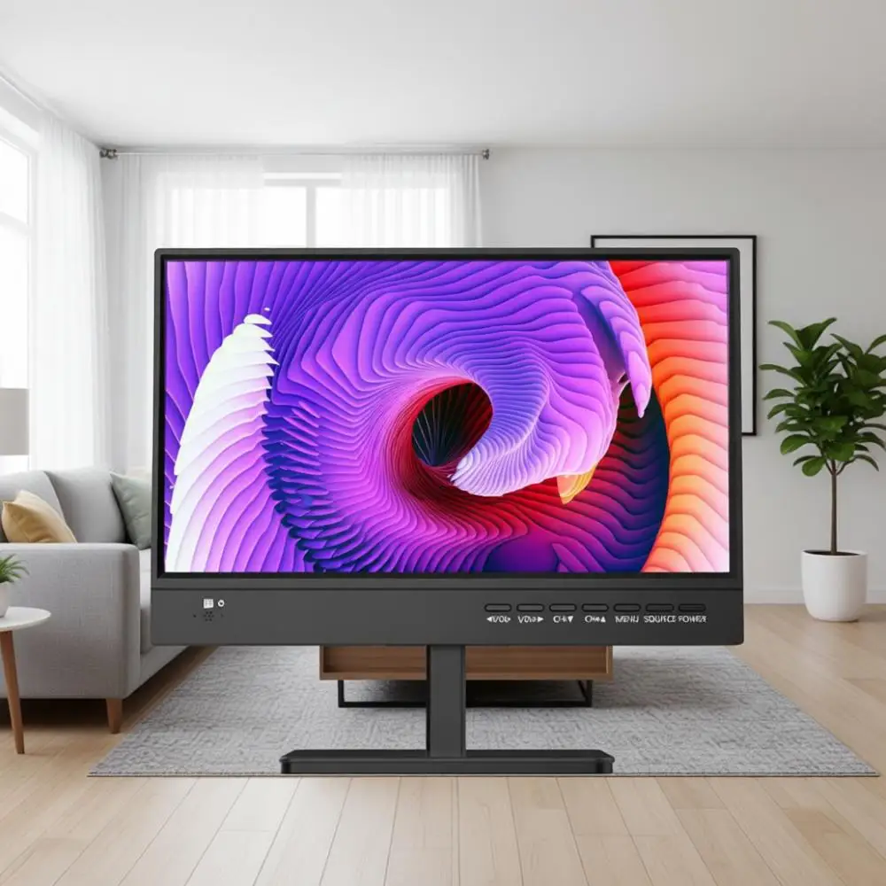 

15.6 Inch Small HD IPS 1080P TV with Antenna, Digital ATSC Tuner, HDMI/USB/VGA Ports, Car Cable/AC Power for Kitchen and Caravan