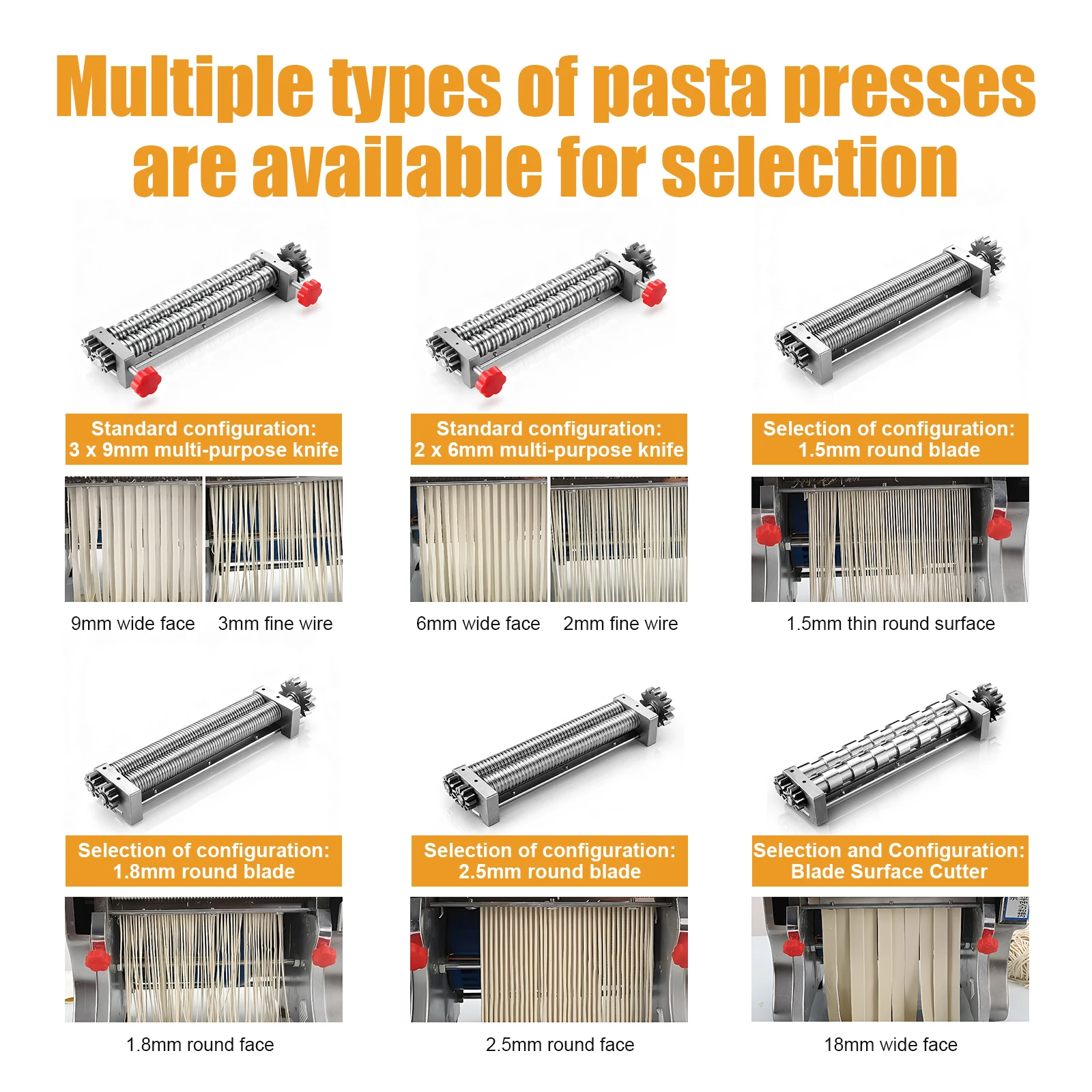 Nudelschneider für 180/220/240 Modell Edelstahl Elektrische Nudelmaschine, Nudelbreite 18/22/24CM