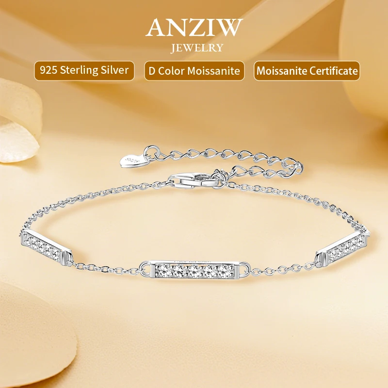 

Anziw модный браслет из муассанита 2 мм для женщин, 100% серебро 925 пробы, регулируемые браслеты, подарки, украшения для рук с сертификатом