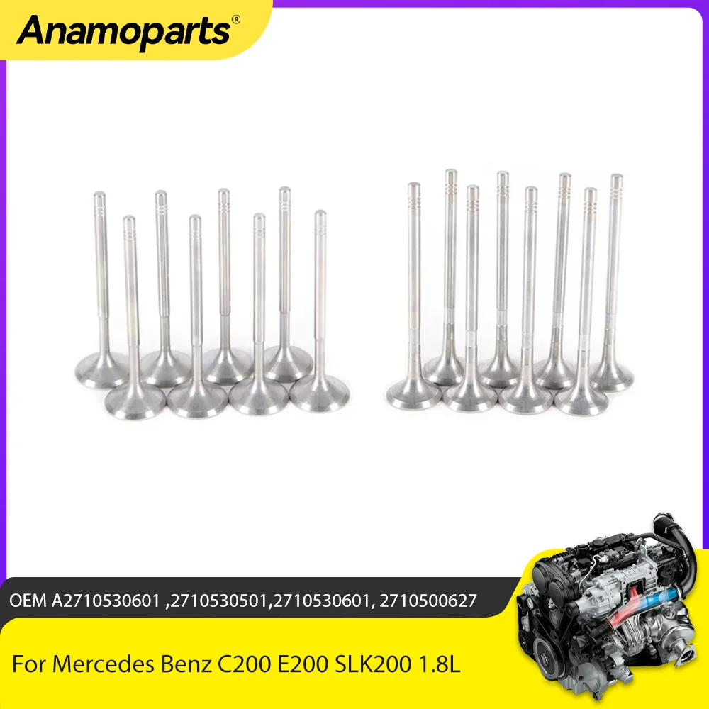 

Engine Parts Intake Exhaust Valve Kit Fit 1.8 L T Gas M271 For Mercedes-Benz W203 W204 E230 C200 C230 E200 SLK200 1.8L 03-14