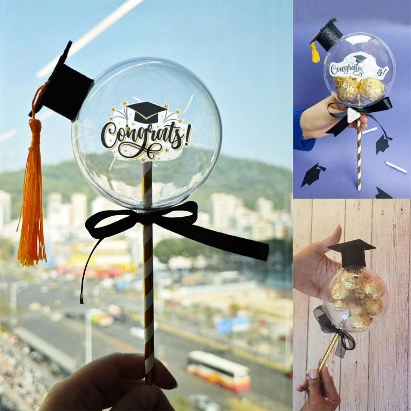 

Doctorial Hat Candy Ball Acrylic Container for School Party Gifts and Event Decoration Graduation Caps Ornament