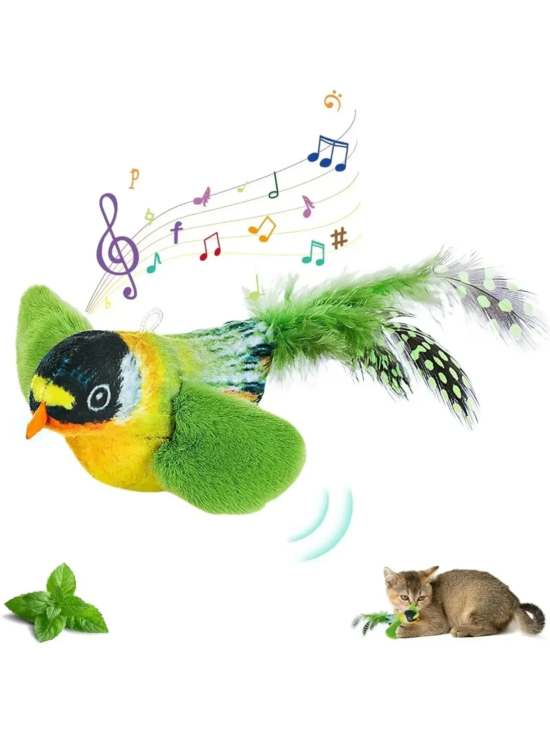 1-3 Stück Katzenspielzeug, das den Klang eines Vogels imitiert, um die Katze zu beschäftigen, elastisches Seil zur Linderung von Langeweile und zum Schutz vor Kratzen und Beißen.