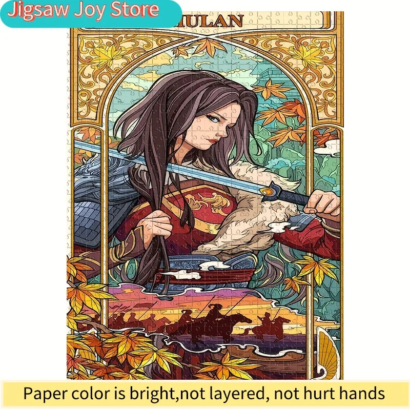 لغز مولان 1000 قطعة - مشهد فنون قتالية مع مولان، تصميم المحاربة الصينية، قطع كبيرة للبالغين والعائلات