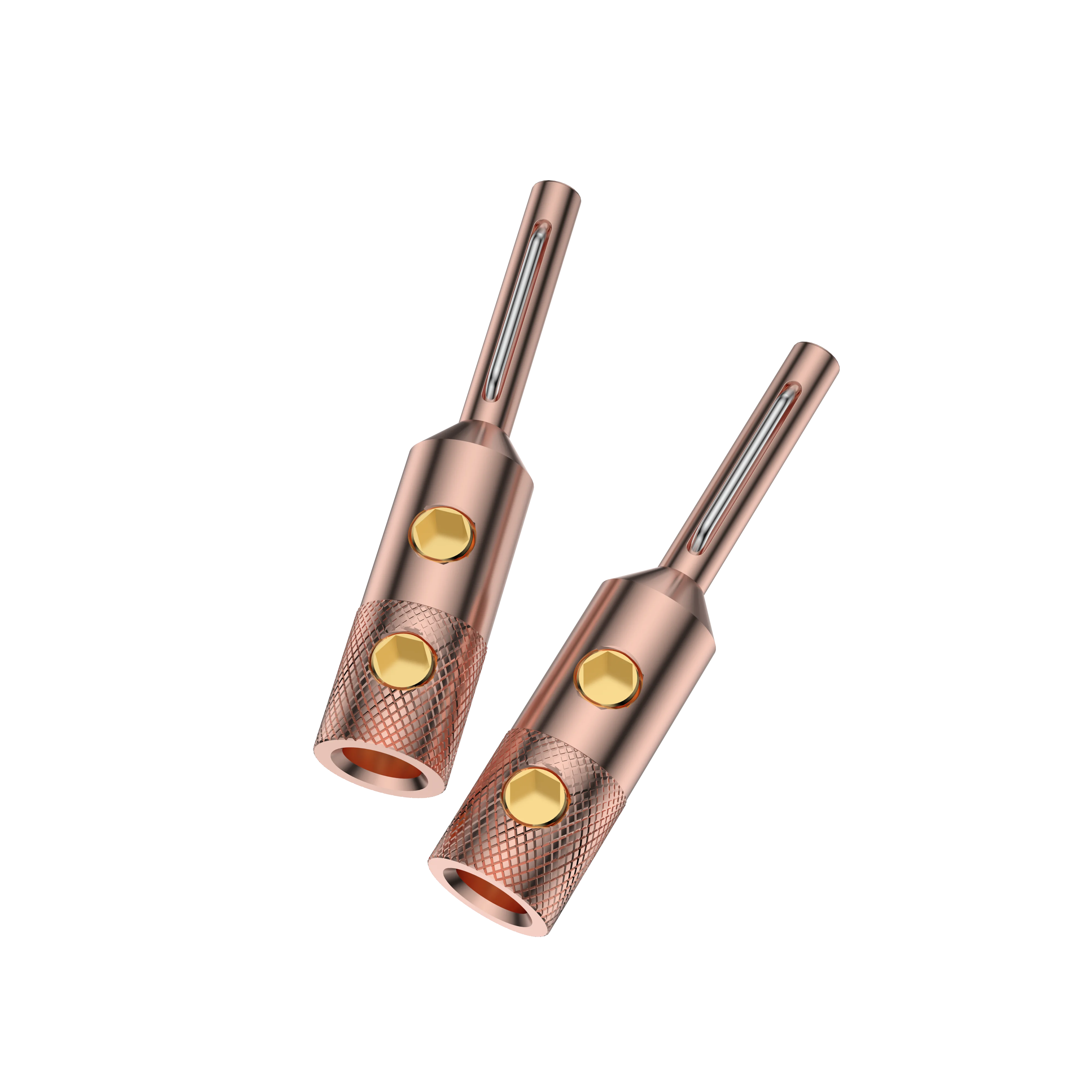 4PCS Viborg VB401 High quality Pure Red Copper Banana Connector Terminal Plug connector 4MM Speaker Wire Plug Screw Locking