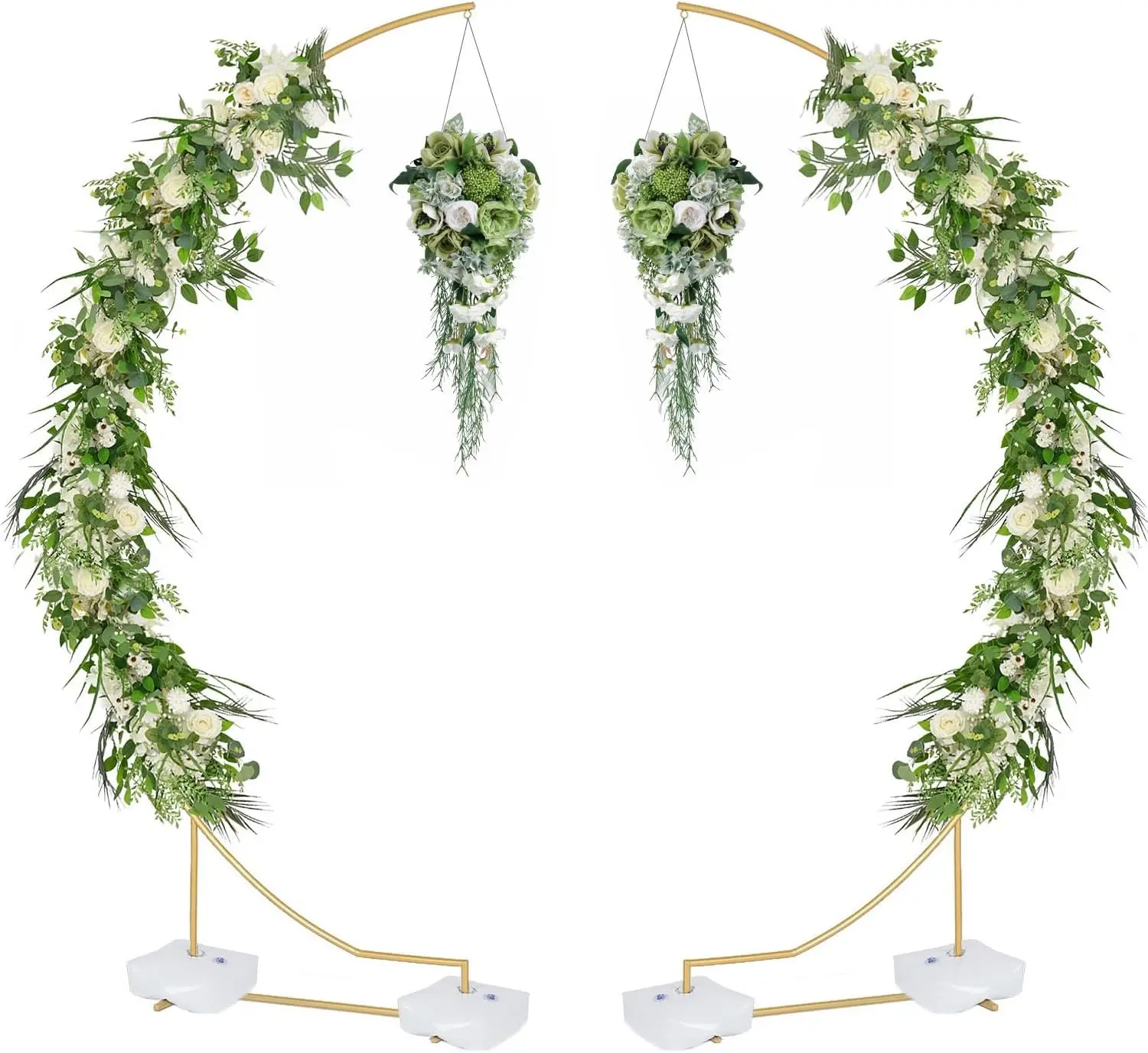 

6.9ft Half Moon Arch Stand Metal Crescent Moon Wedding Arch Flower Balloon Frame for Party (Gold)