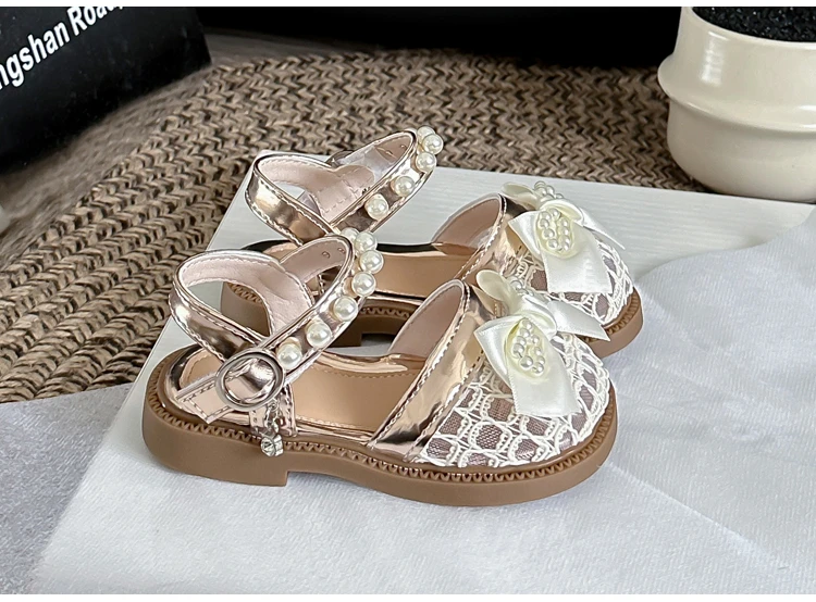Kinder-Strandschuhe mit Schleifen Mädchen Prinzessinnen-Schuhe Atmungsaktives Mesh 2026 Sommer Neue Kindersandalen Weiche Sohle Rutschfest – Detail 4