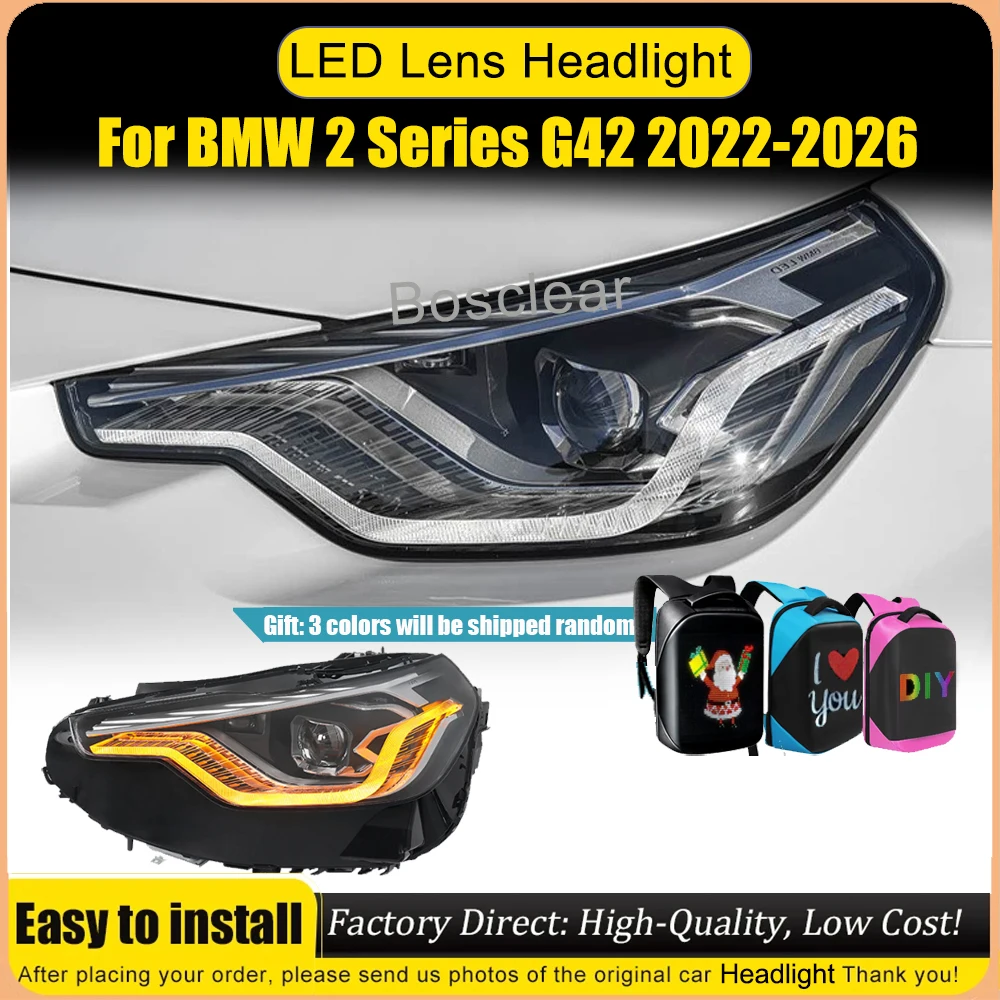 Premium LED Scoop Headlights Upgrade For BMW 2 Series G42 M2 M240i 220i 225i 230i 2022-2026 Modified Front Head Lamp Assembly