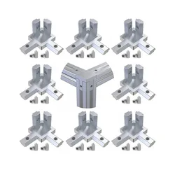 8Pcs 3-Way End Corner Bracket Connector 2020 3030 4040 Sliver or Black for T Slot Aluminum Extrusion Profile with Screws
